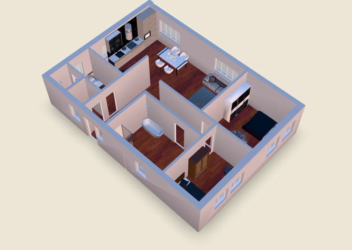 3D floor plan model — isometric preview